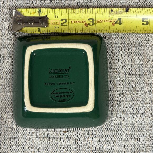 Longaberger 3x3 Square Dish Microwave Dishwasher Safe Green - Picture 3 of 4